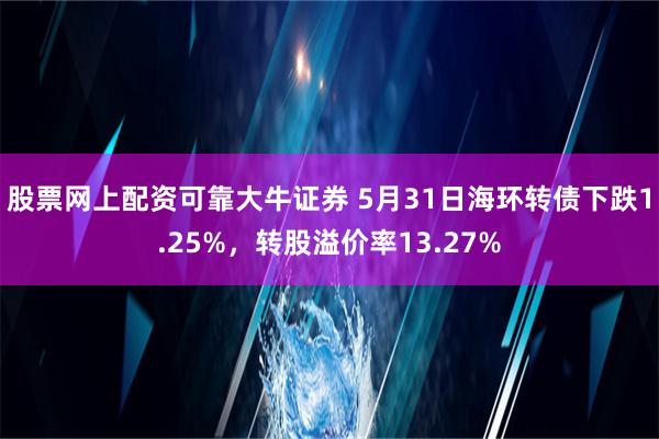 股票网上配资可靠大牛证券 5月31日海环转债下跌1.25%，转股溢价率13.27%