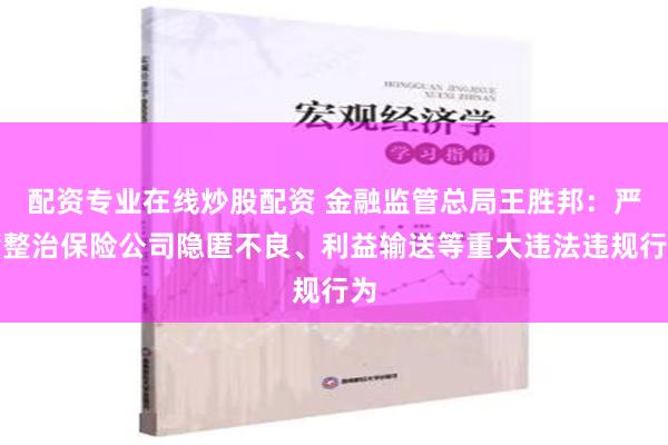 配资专业在线炒股配资 金融监管总局王胜邦：严厉整治保险公司隐匿不良、利益输送等重大违法违规行为