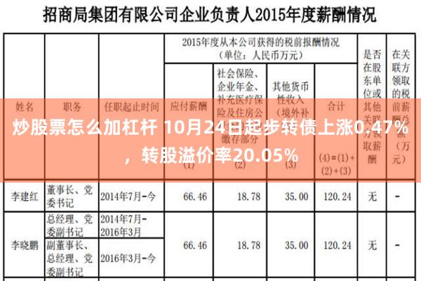 炒股票怎么加杠杆 10月24日起步转债上涨0.47%，转股溢价率20.05%