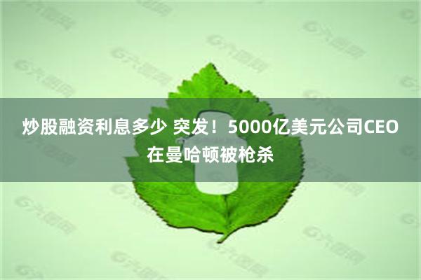 炒股融资利息多少 突发！5000亿美元公司CEO在曼哈顿被枪杀